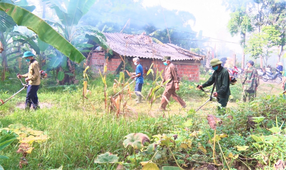 Hội Cựu chiến binh xã Hương Bình giúp hội viên xóa bỏ vườn tạp.