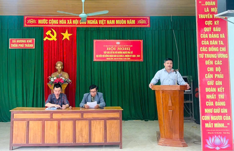 Hội nghị tiếp xúc cử tri, vận động bầu cử đối với những người ứng cử đại biểu HĐND xã Hương Khê khóa II, nhiệm kỳ 2026 – 2031, đơn vị bầu cử số 03