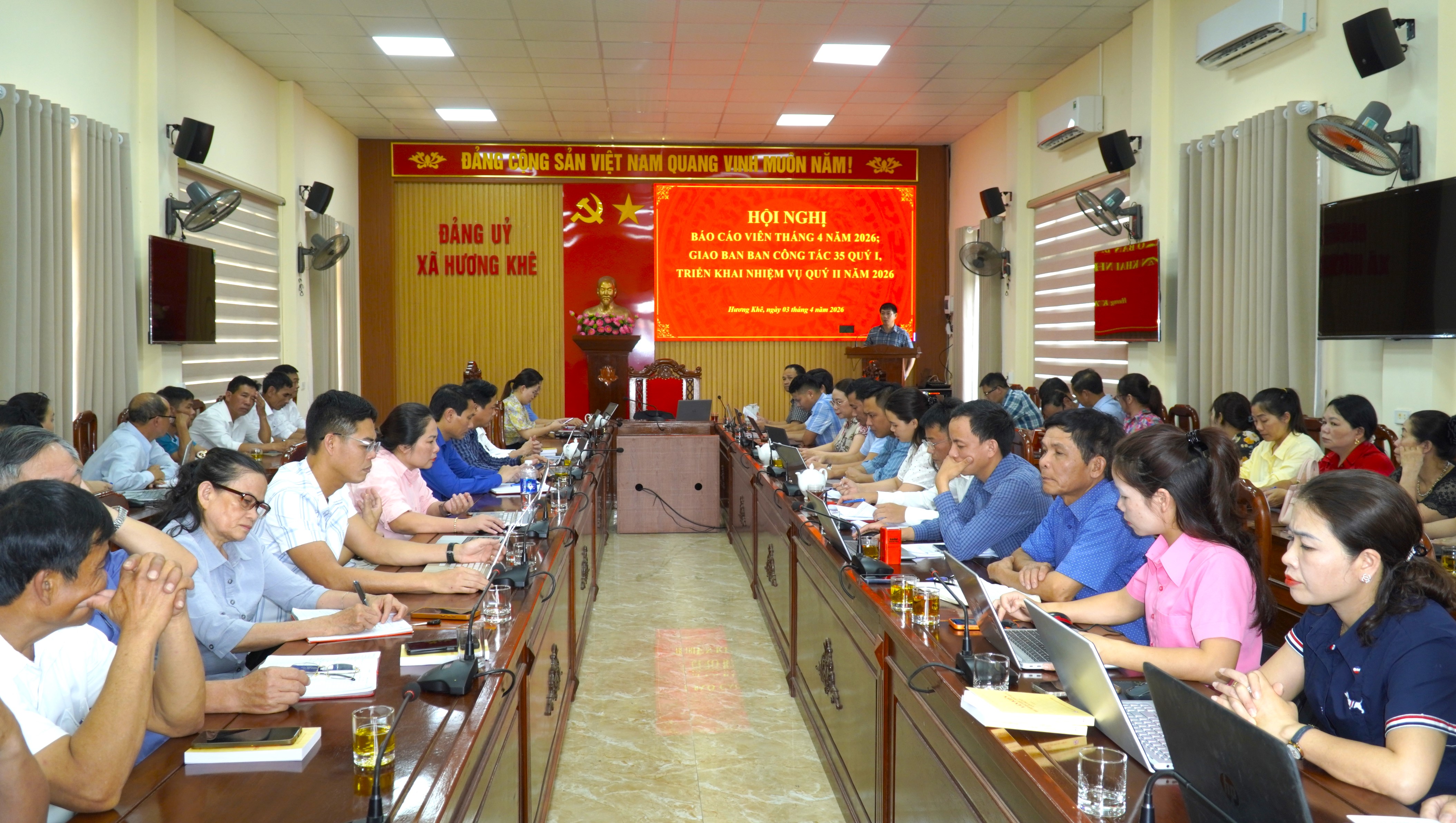 Hội nghị báo cáo viên tháng 4, giao ban công tác 35 và Tổ cộng tác viên quý I, triển khai nhiệm vụ quý II/2026