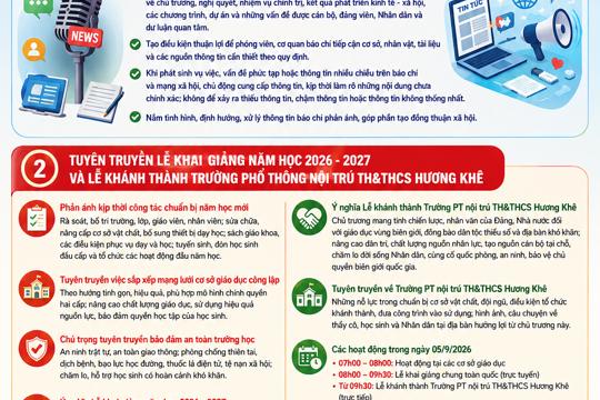 Công văn của Đảng ủy xã Hương Khê về  tuyên truyền Lễ khai giảng năm học  2026 - 2027