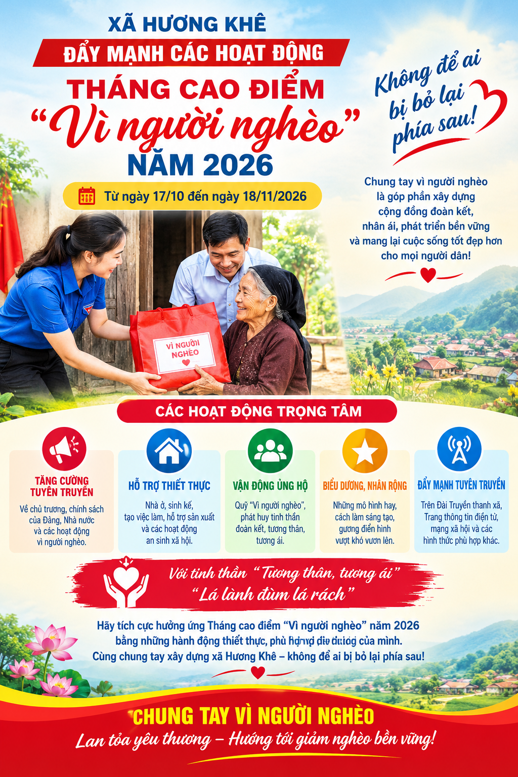 Xã Hương Khê đẩy mạnh các hoạt động tháng cao điểm “vì người nghèo” năm 2026