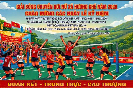 Giải bóng chuyền hơi nữ xã Hương Khê chào mừng các ngày lễ năm 2026 