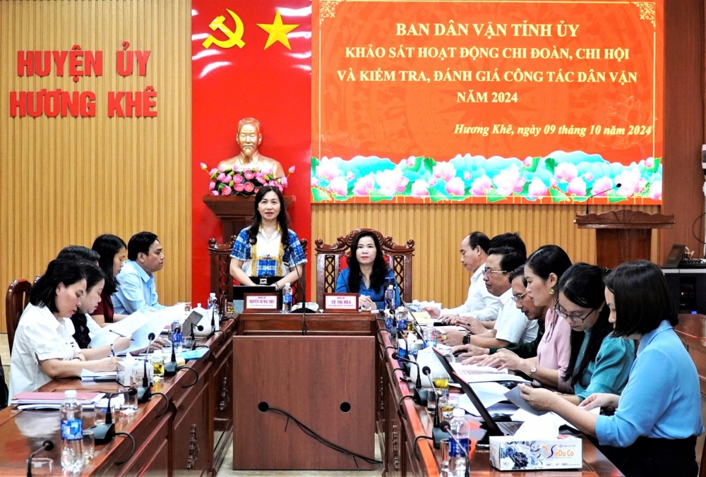 Ban Dân vận Tỉnh ủy kiểm tra, đánh giá kết quả công tác dân vận huyện Hương Khê