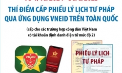 Thí điểm cấp Phiếu lý lịch tư pháp trên ứng dụng VNeID